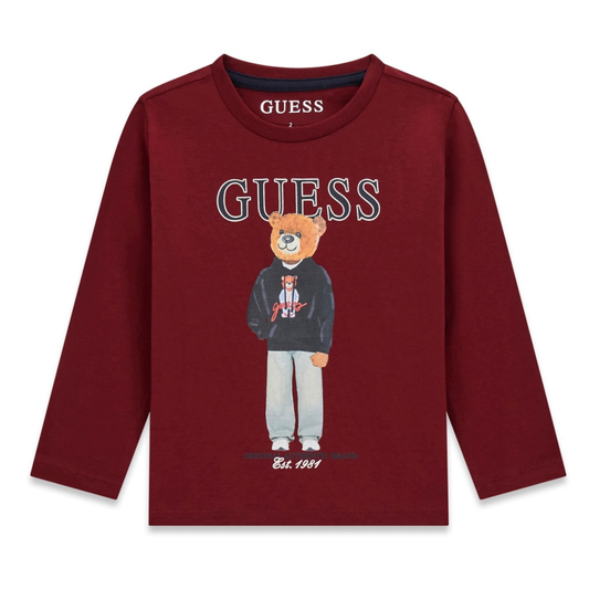 Guess - Burgundy Long Sleeve Bear Top