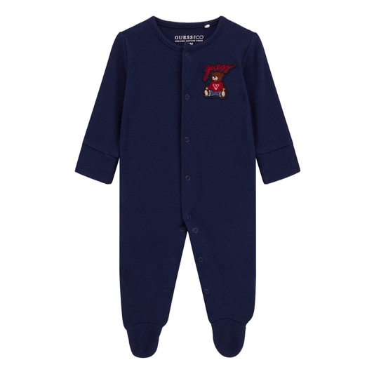 Guess - Blue Cotton Baby Grow with Hat