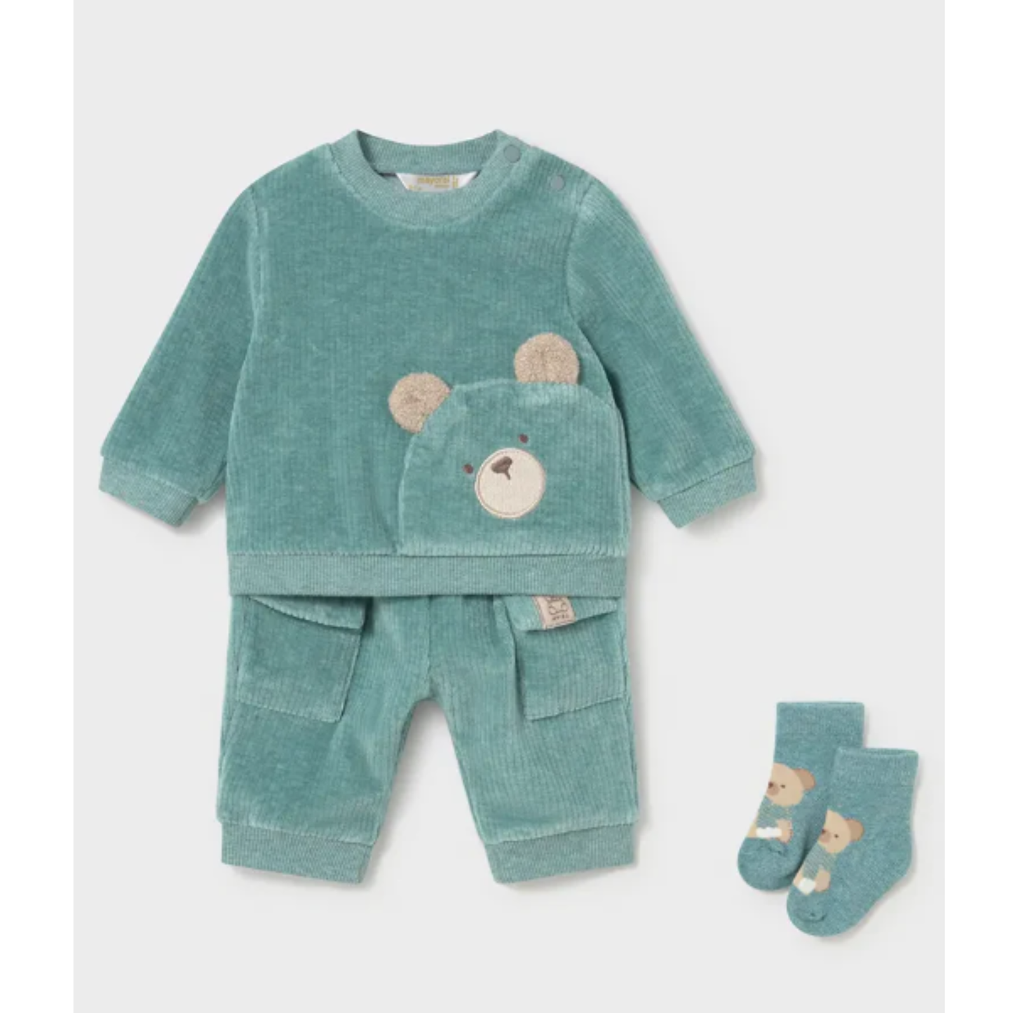 Mayoral - Baby Boys Velvet Mint Set