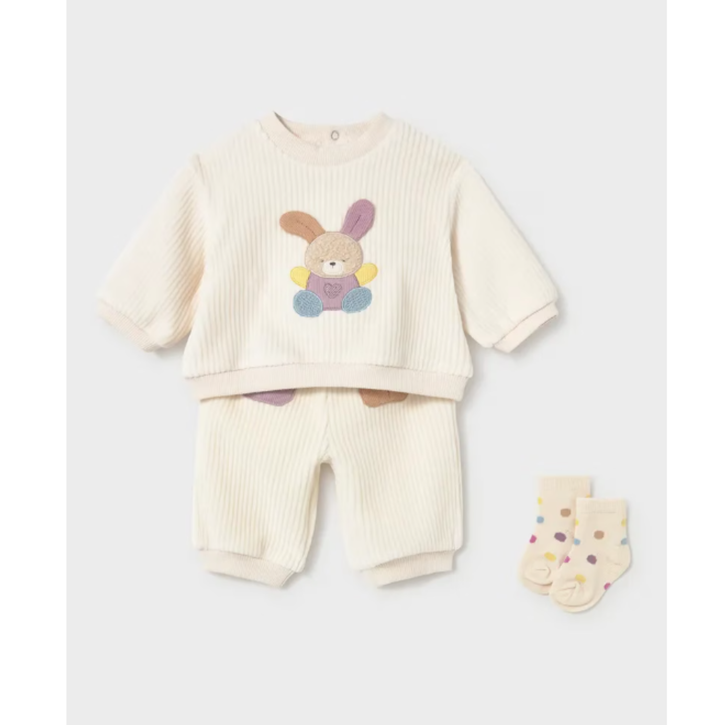 Mayoral - Baby Girls Beige Velvet Set