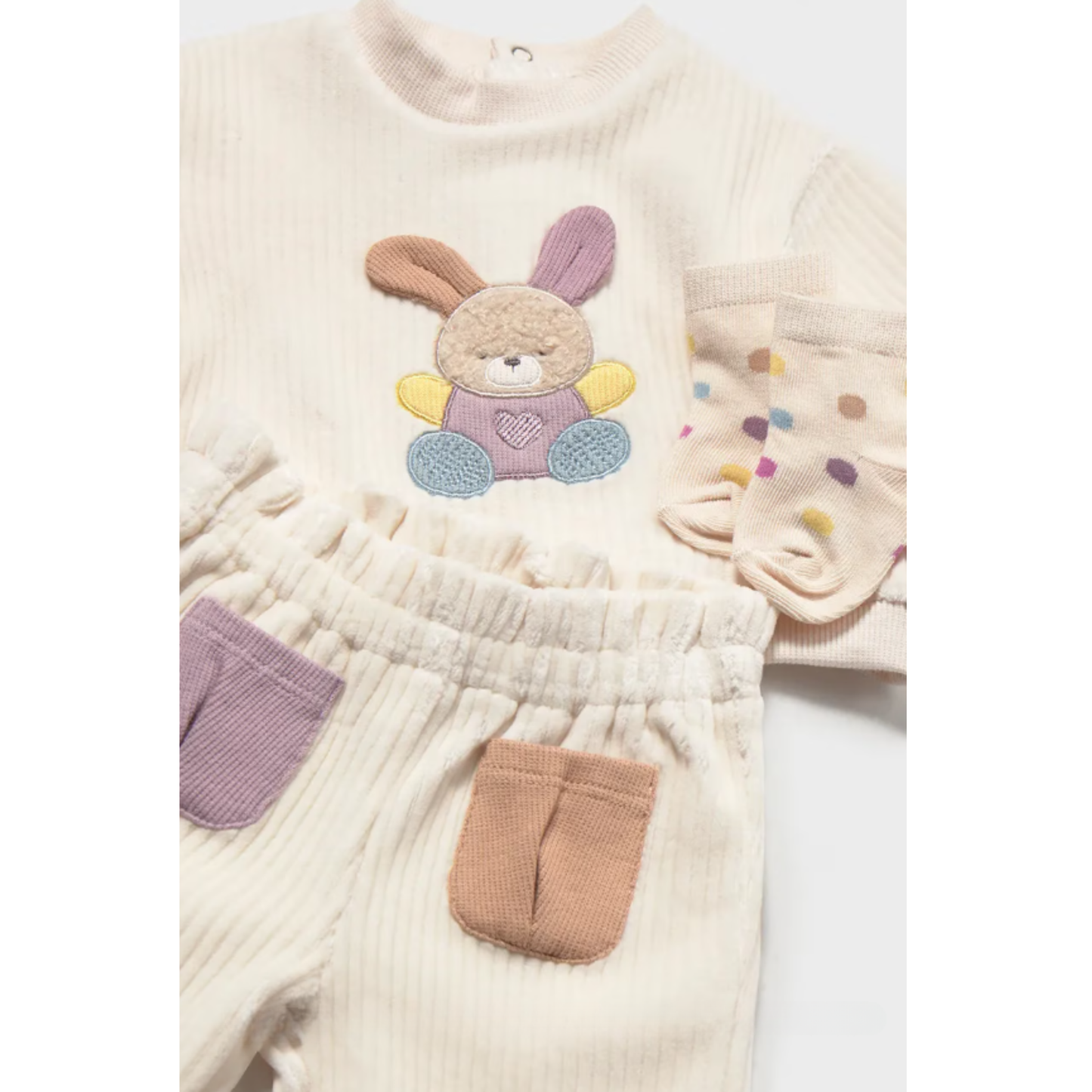 Mayoral - Baby Girls Beige Velvet Set