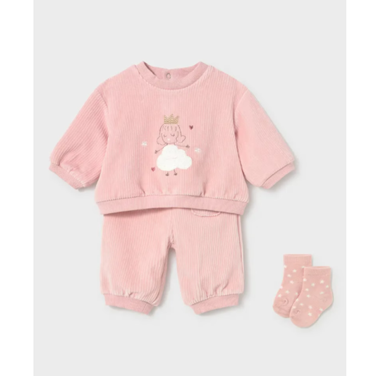Mayoral - Baby Girls Pink Velvet Set