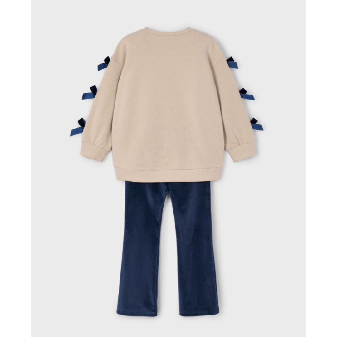 Mayoral - Beige & Velvet Blue Set