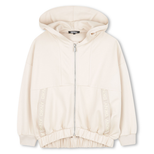 DKNY - Girls Beige Jersey Zip-Up Jacket