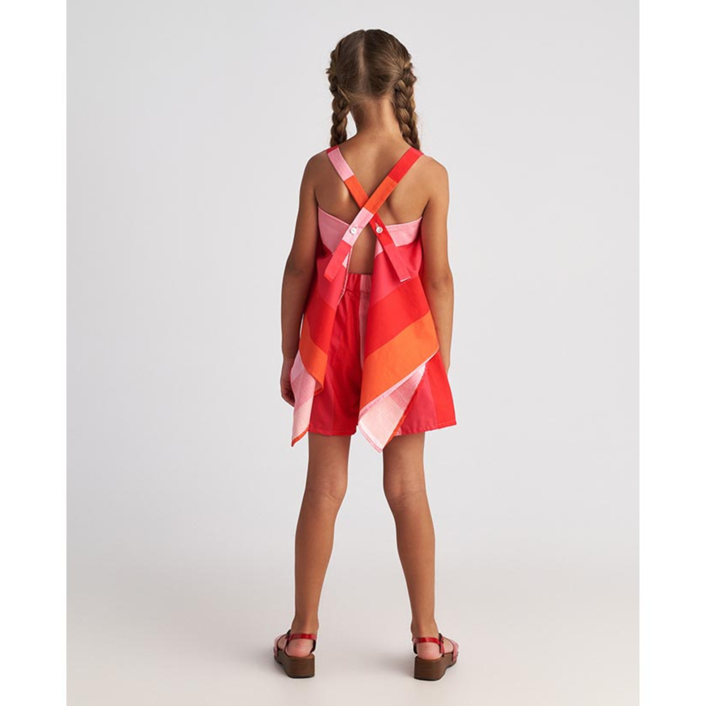 Two in a Castle - Scarlet Striped Set with Backless Top & Shorts