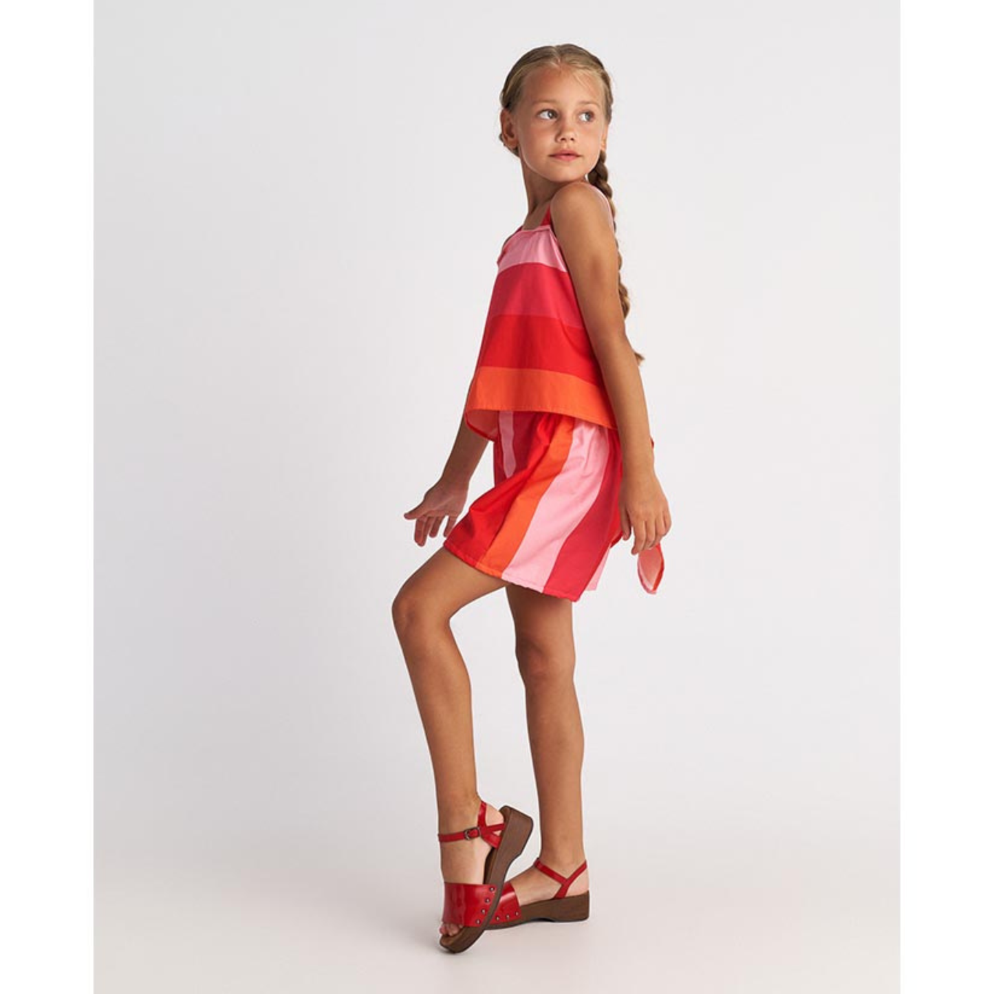 Two in a Castle - Scarlet Striped Set with Backless Top & Shorts