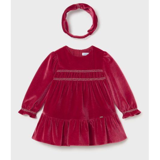 Mayoral - Baby Velvet Dress with Headband