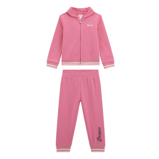 Guess - Pink Cotton Logo Tracksuit
