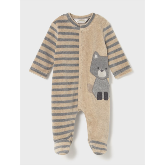 Mayoral - Newborn Beige Lined Romper with Feet