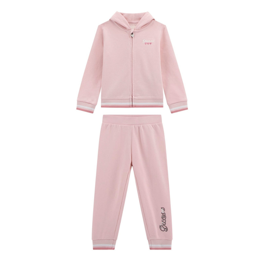 Guess - Baby Pink Cotton Logo Tracksuit