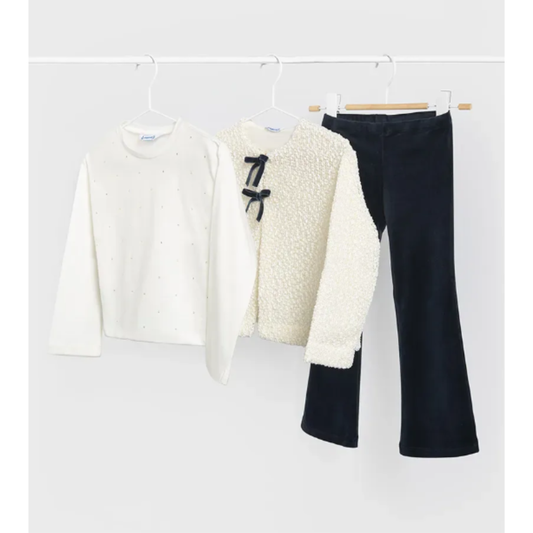 Mayoral - Cardigan & Black Velour Trouser