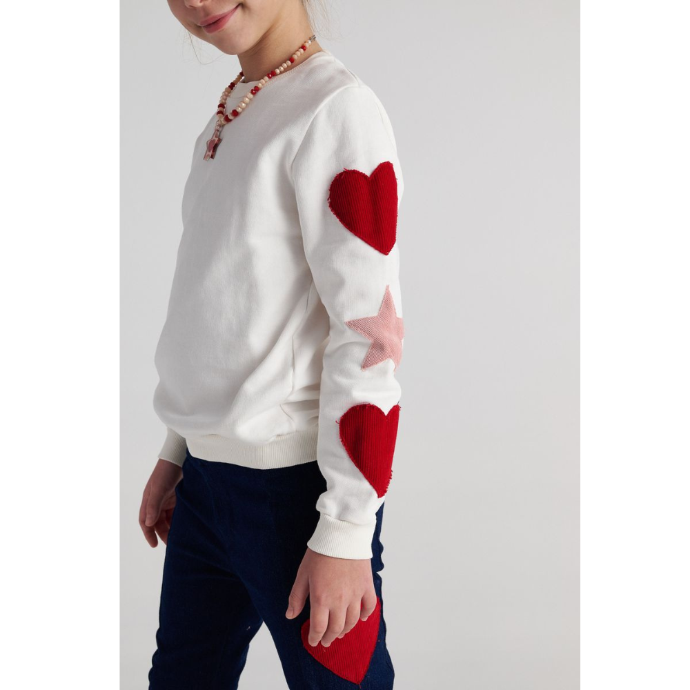 Two in a Castle - Beige Hearts Sweatshirt