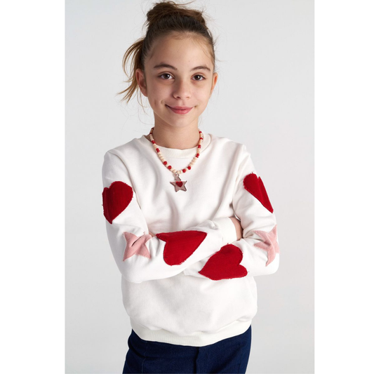 Two in a Castle - Beige Hearts Sweatshirt