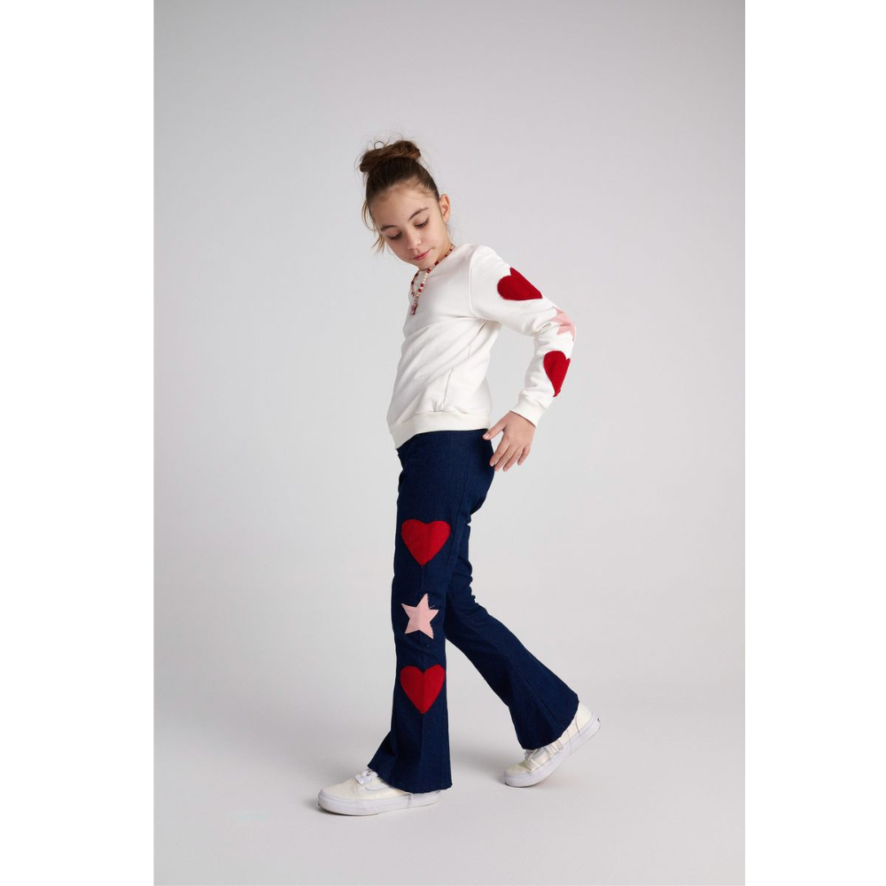 Two in a Castle - Flare Hearts Denim Pant