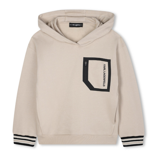KARL LAGERFELD - Black & Beige Cotton Sweatshirt