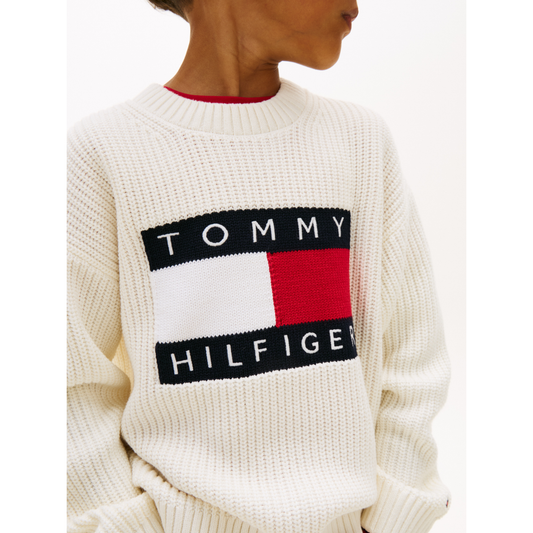 Tommy Hilfiger - Knitted Ivory Flag Jumper