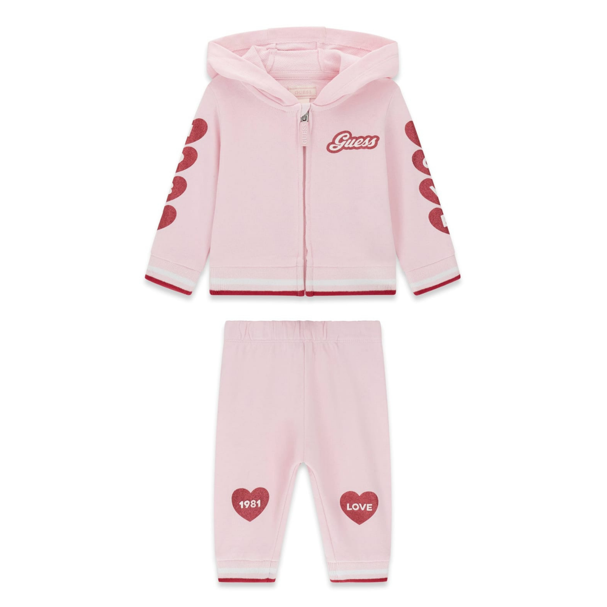 Guess - Pink Hearts Cotton Tracksuit