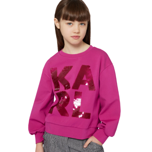KARL LAGERFELD - Girls Pink Cotton Sweatshirt