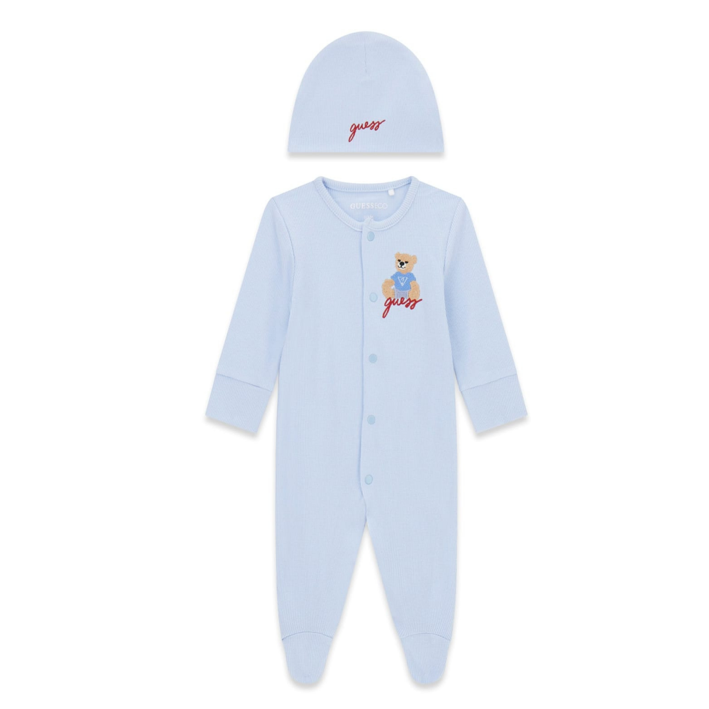 Guess - Light Blue Bear Romper with Hat