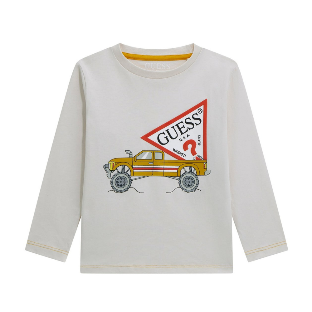 Guess - White Boys Car Logo Top
