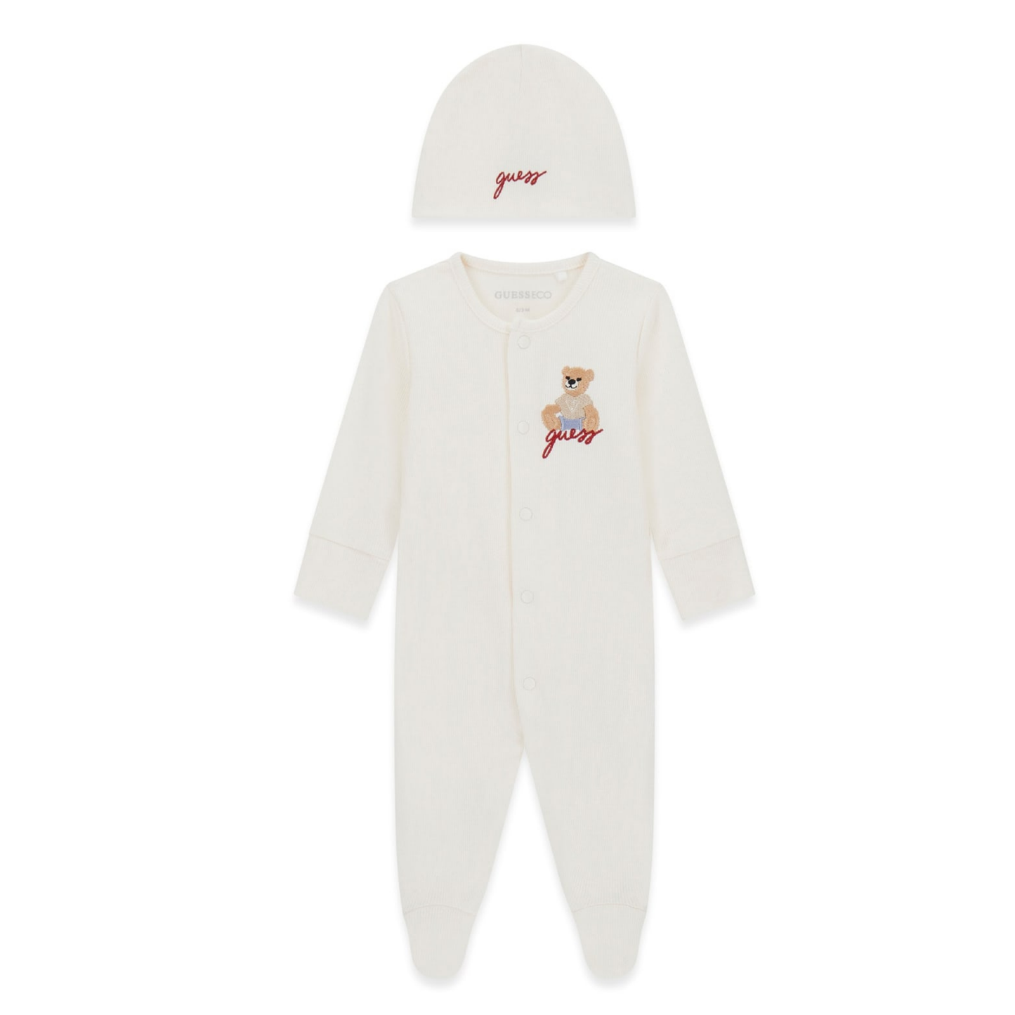 Guess - Ivory Bear Romper with Hat