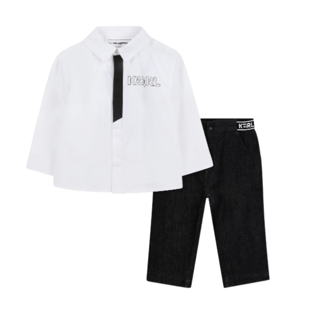 KARL LAGERFELD - White Shirt & Black Trouser Formal Set