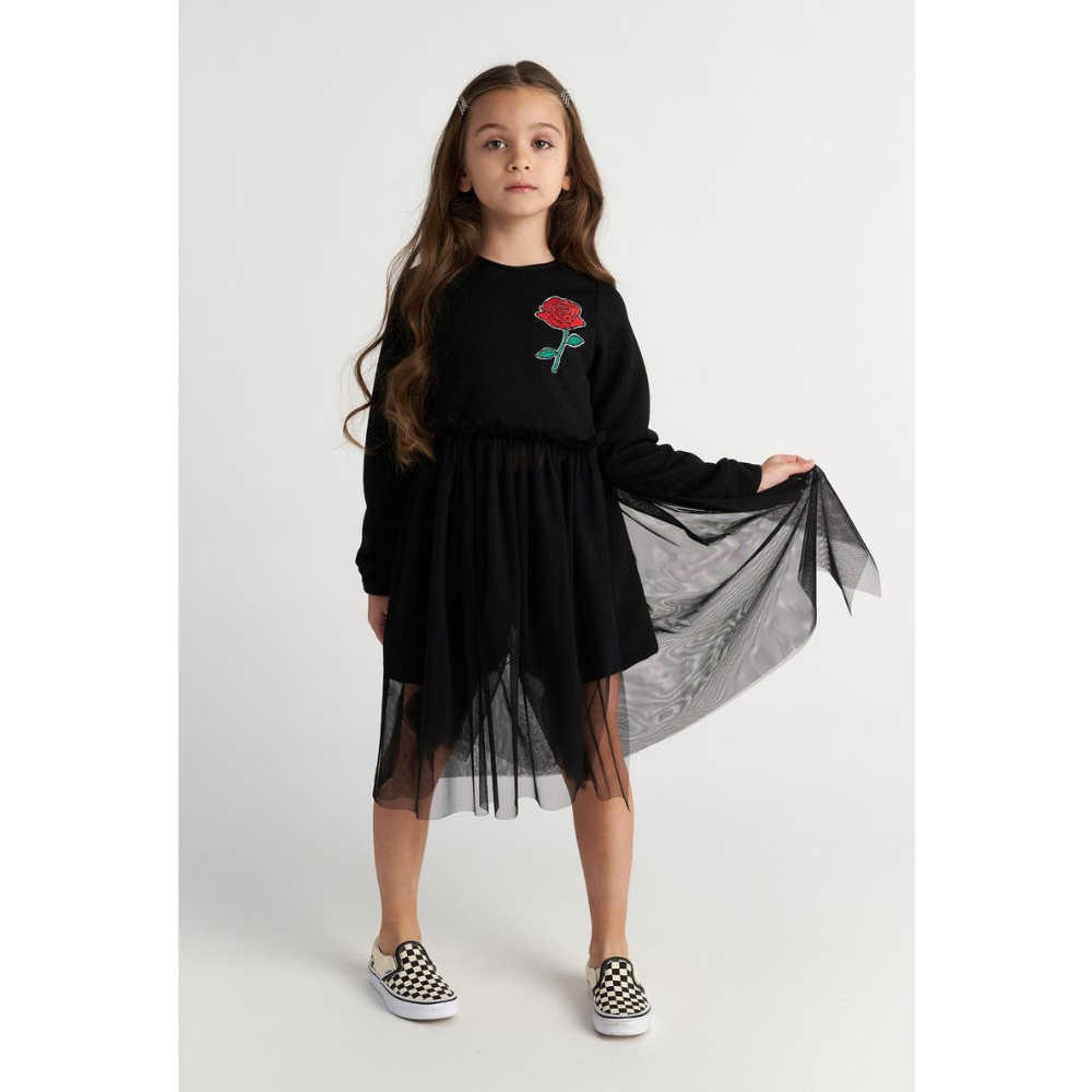 Two in a Castle - Black Dress with Rose