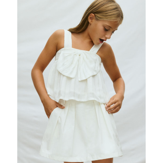 Mayoral - White Bow Set with Skort