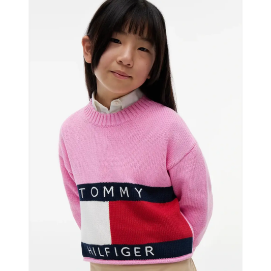Tommy Hilfiger - Knitted Pink Flag Jumper