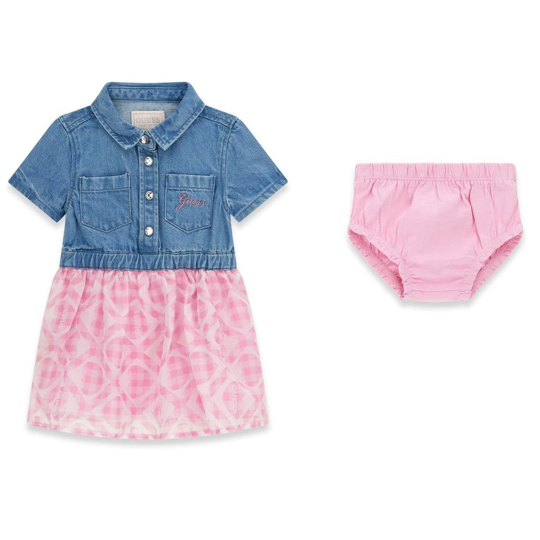 Guess - Half Denim Pink Hearts Dress