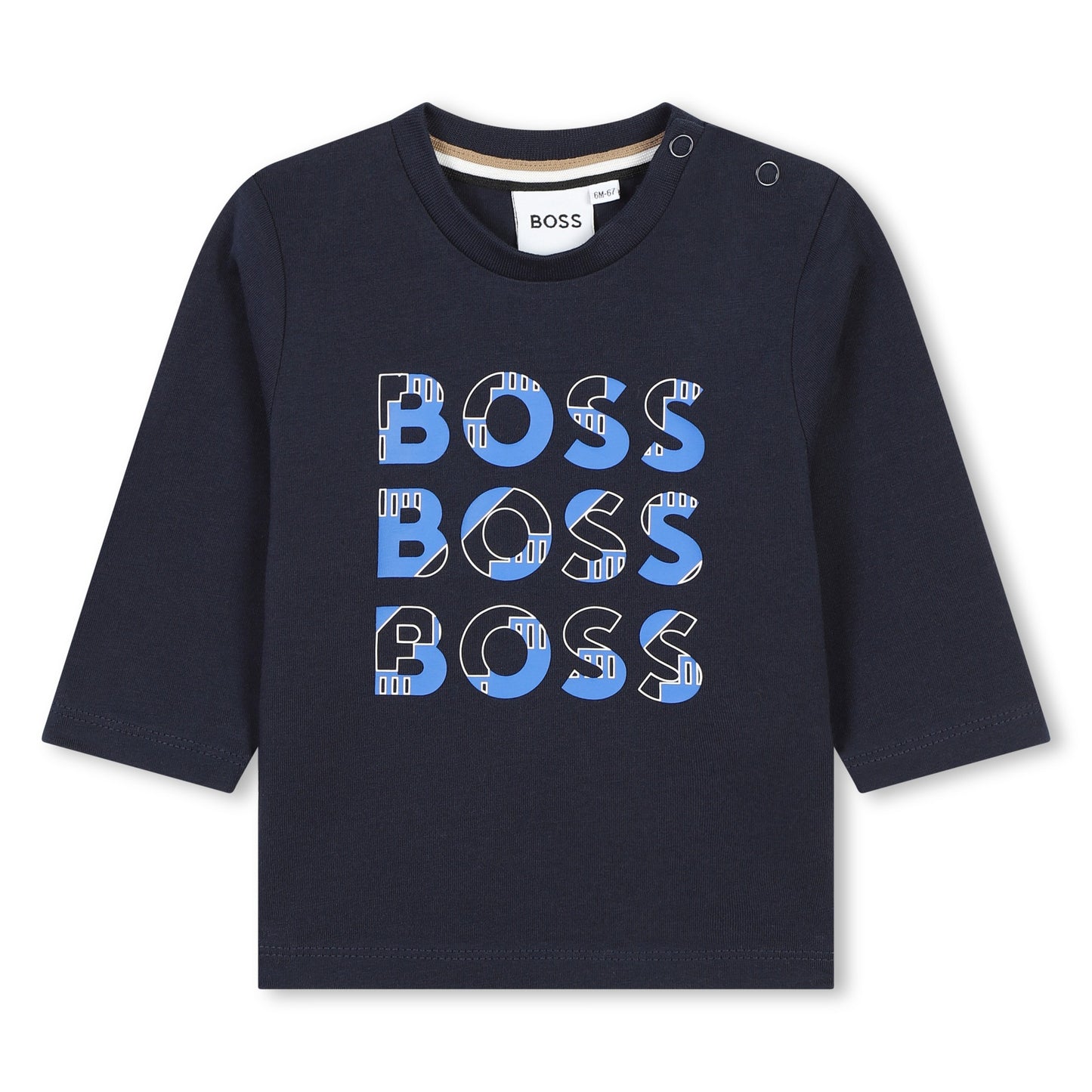 BOSS - Multiple Blue Logo Long Sleeve Top