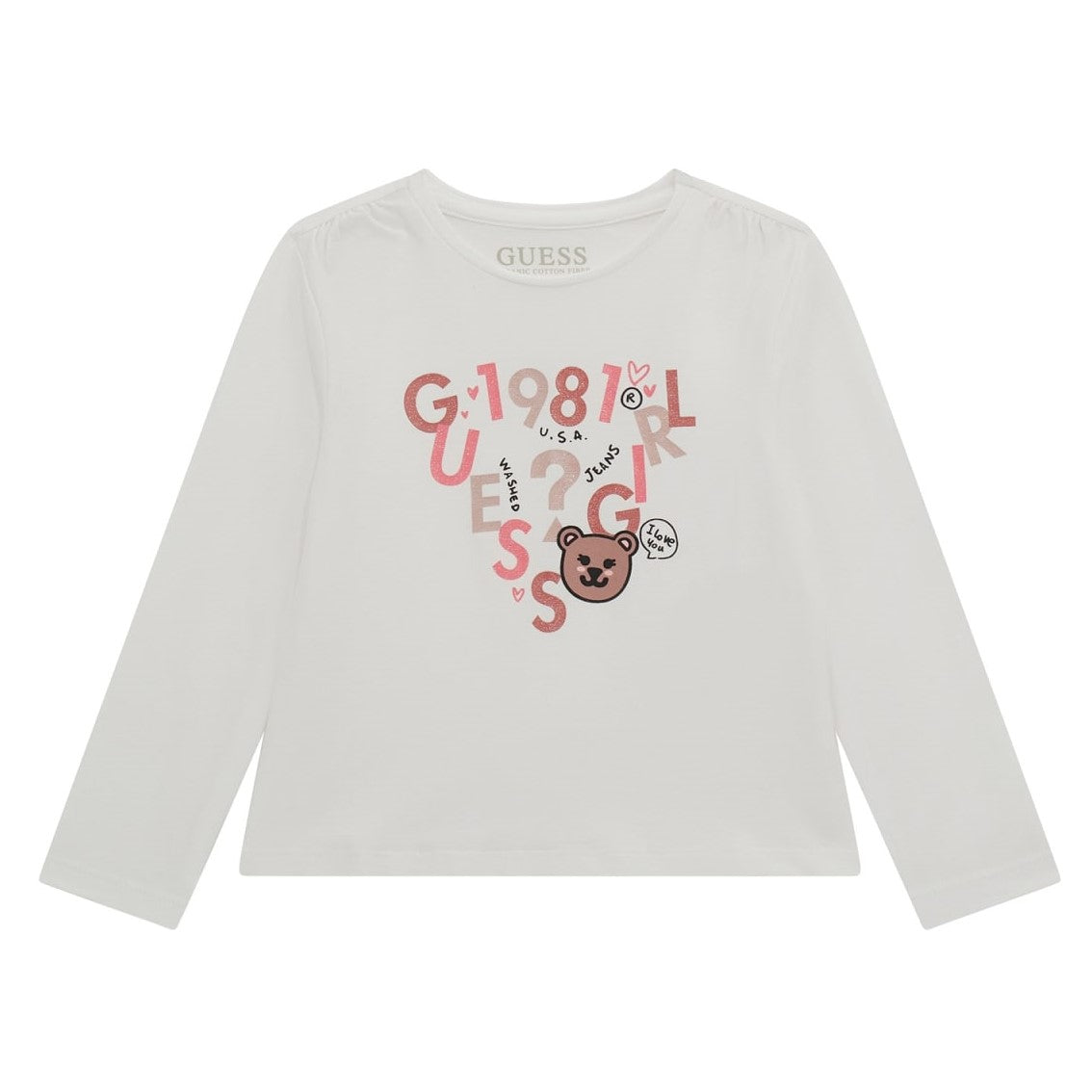 Guess - White Triangular Logo Girls Top