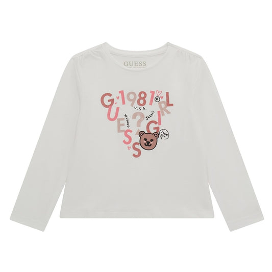 Guess - White Triangular Logo Girls Top