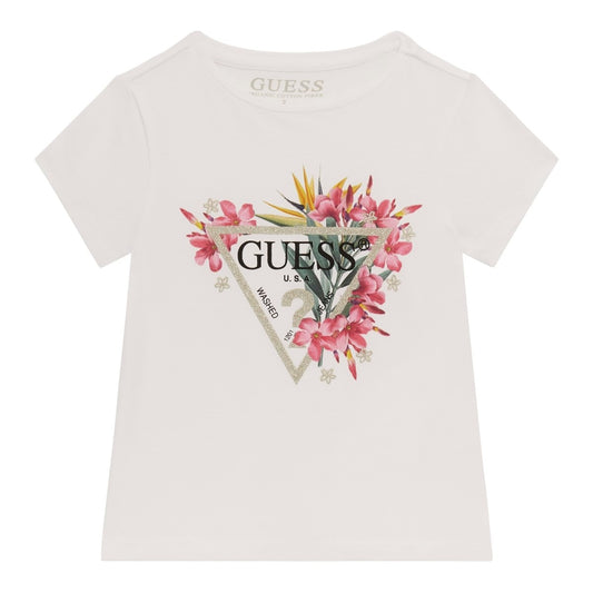 Guess - White Flowery Logo Top