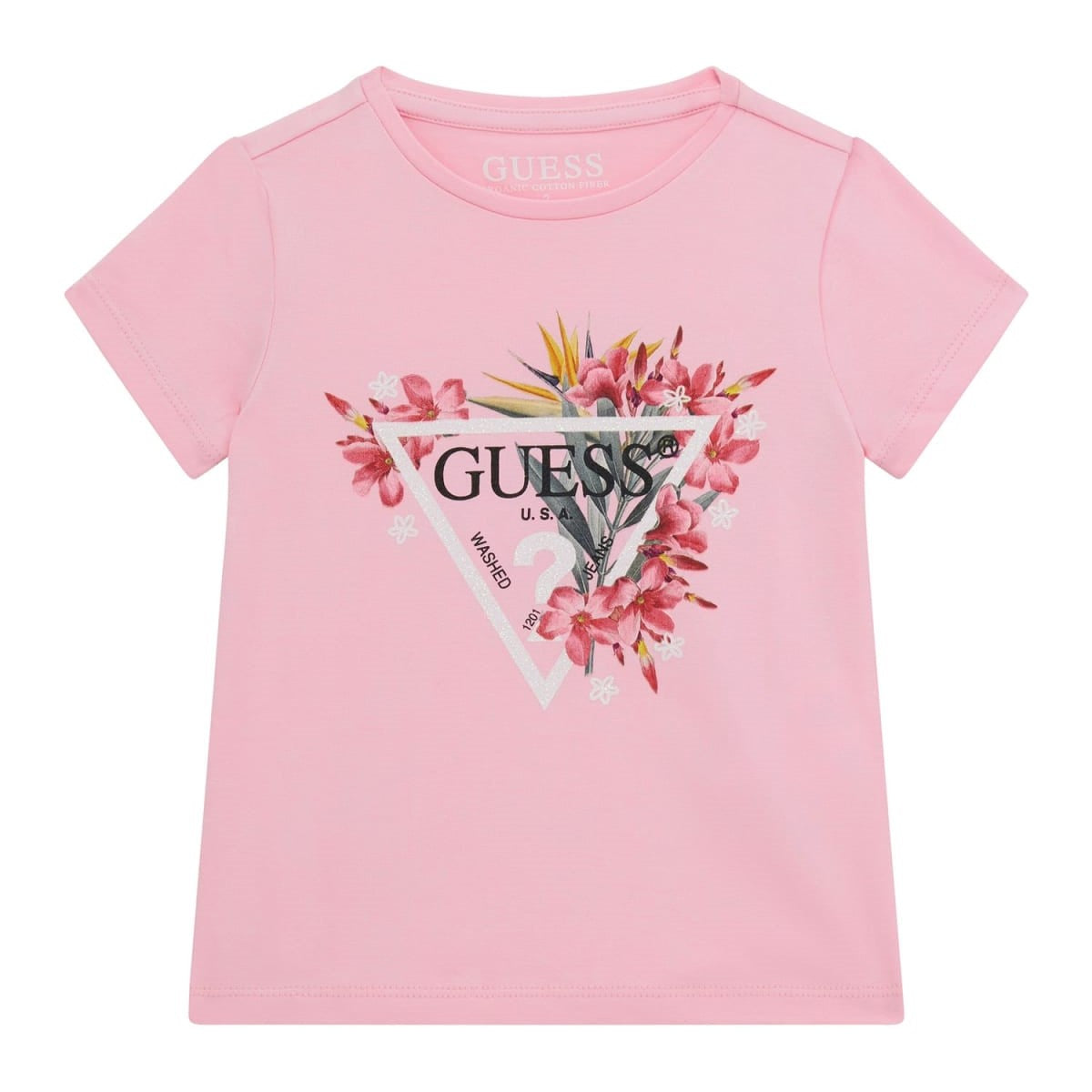 Guess - Pink Flowery Logo Top