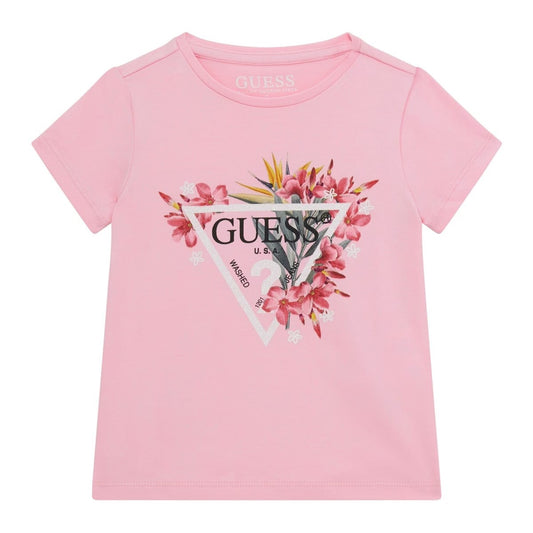 Guess - Pink Flowery Logo Top