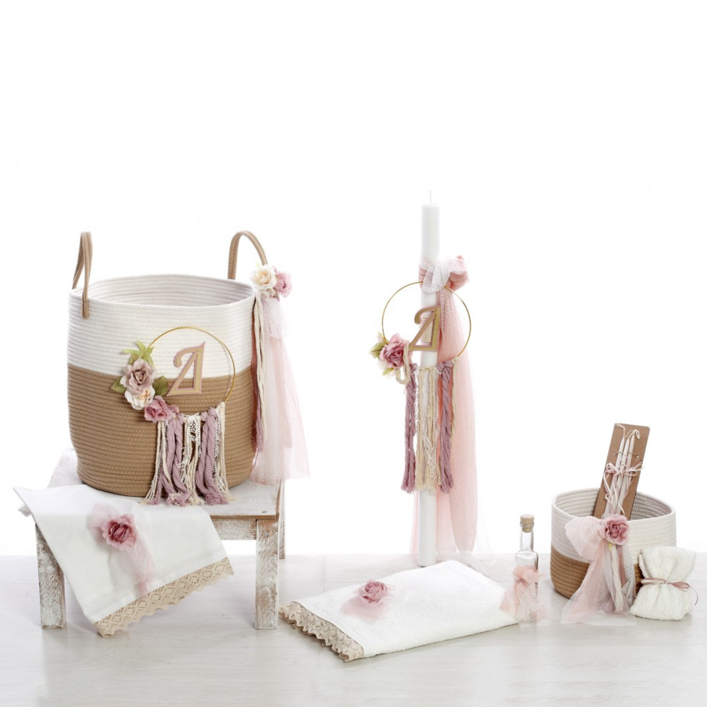 Έτοιμο Πακέτο Βάπτισης - Μονόγραμμα Boho (2523)