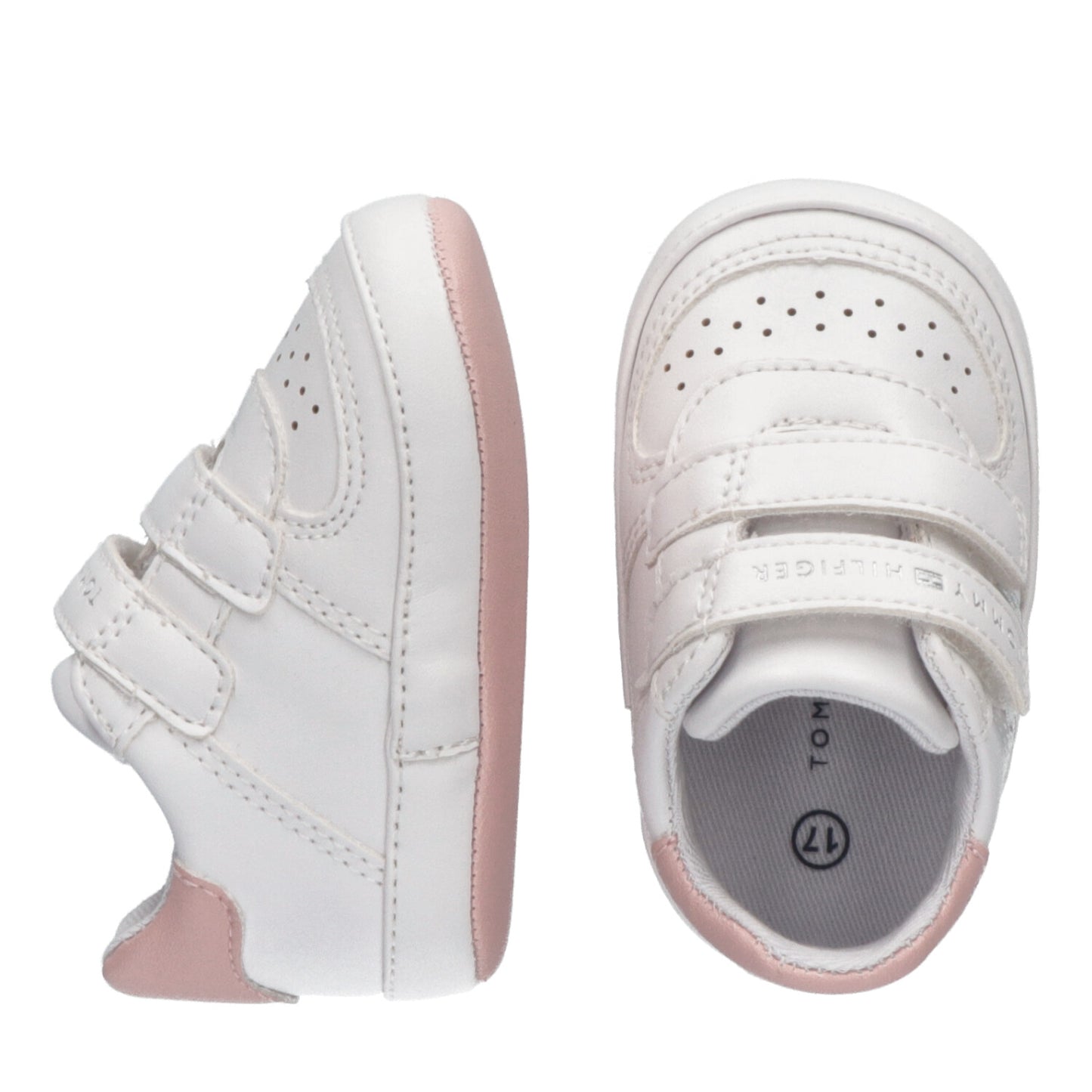 Tommy Hilfiger - Baby Girls White with Pink Pre-Walker Shoes