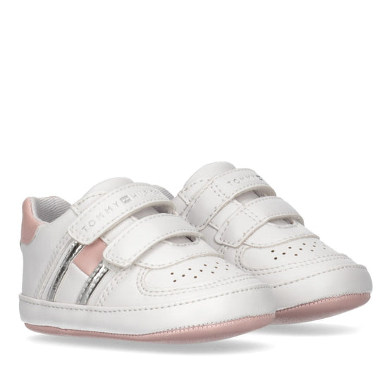 Tommy Hilfiger - Baby Girls White with Pink Pre-Walker Shoes