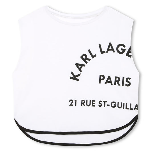 KARL LAGERFELD - Crop Top Logo White Top