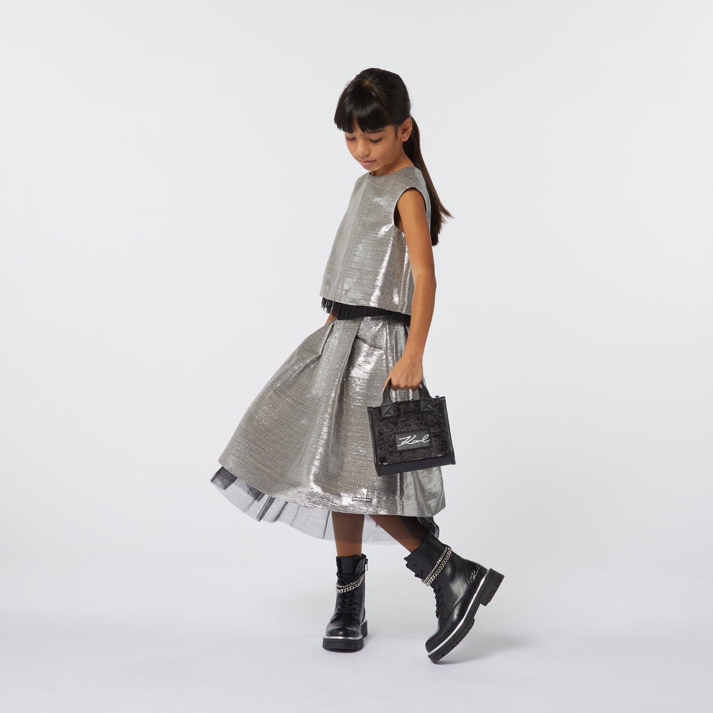 KARL LAGERFELD - Ceremonie Silver Skirt