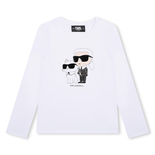 KARL LAGERFELD - Long Sleeve White Logo KL Top