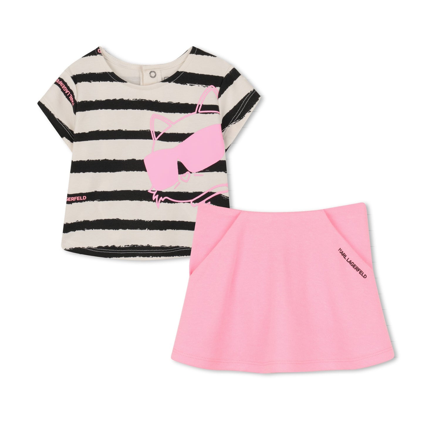 KARL LAGERFELD - B&W with Pink Skirt Cotton Set
