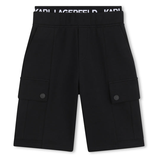 KARL LAGERFELD - Black Cotton Bermuda