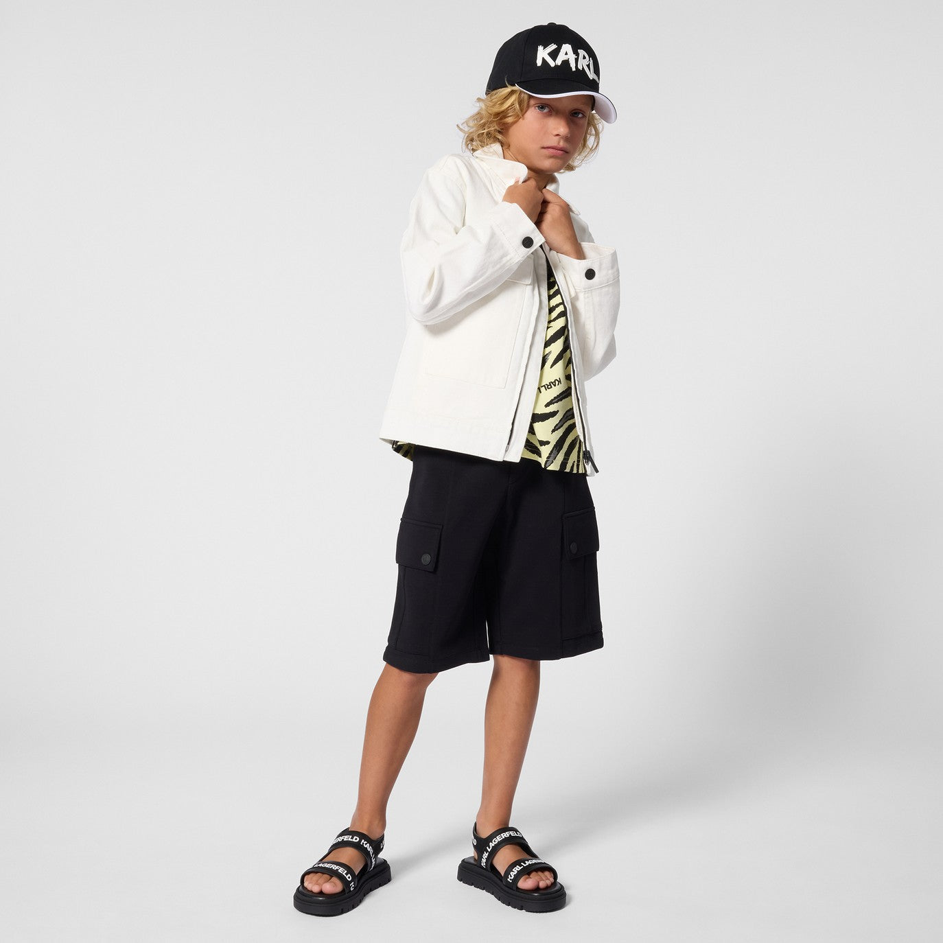 KARL LAGERFELD - Black Cotton Bermuda