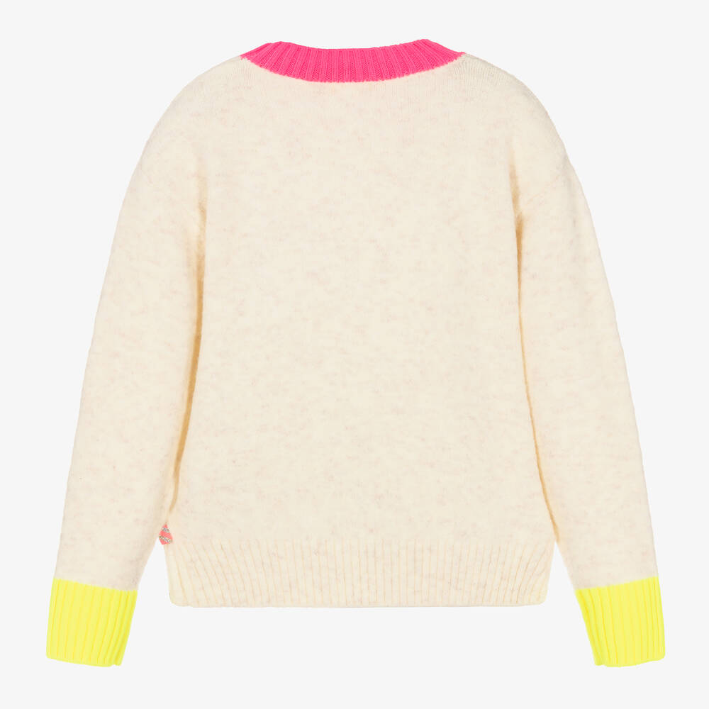 Billieblush - Girls Beige Sequinned Rainbow Jumper no