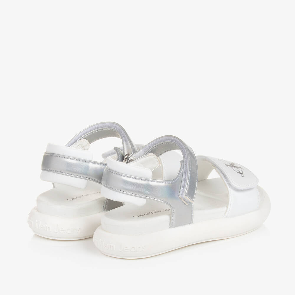 Calvin Klein - White with Silver Girls Sandals