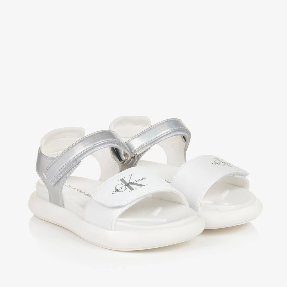 Calvin Klein - White with Silver Girls Sandals