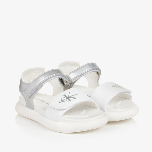 Calvin Klein - White with Silver Girls Sandals