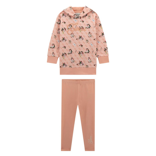 Guess - Peach Logo Prints Hoodie & Legging